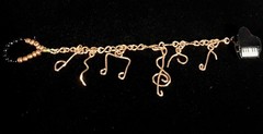 Handmade One -Of-Kind Copper Wired Musical Notes 7-3/4” Bracelet