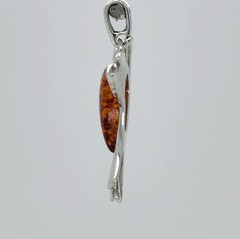 Cognac / Brown BALTIC AMBER Bird Dove Pendant 925 STERLING SILVER Natural #2601e