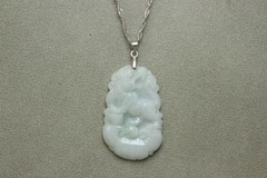 Natural White green A Jadeite jade Hand-Carved tiger (Chinese Zodiac) Pendant