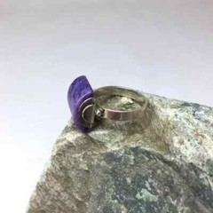 One of a kind Handmade Natural Charoite or Turquoise, Sterling Silver Ring,