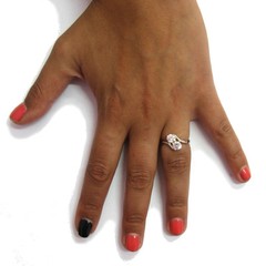 Stylish Sterling Silver Ring Solid 925 With 2X5.5mm Cubic Zirconia Handmade