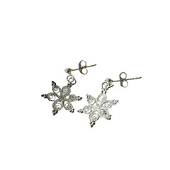 HASLA Norway 925 Sterling Silver Filigree Snowflake Dangle Drop Earrings New
