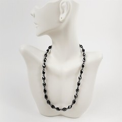 Black & Silver Short Twist Magnetic Beaded Necklace Therapeutic Handmade
