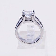Size 5, Sterling silver ring, 925 silver with round cut CZ cluster