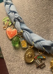 Handcrafted Light Blue Bandana Boho Necklace, Summer Charms, Beach Jewelry