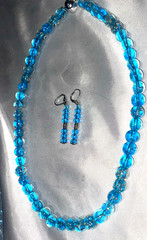 Handmade Glass Beaded Necklace With Magnetic Clasp And Earrings Set