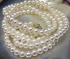 Long 25″ 7-8mm Natural White Akoya Cultured Pearl 14K GP Clasp Necklace AA+
