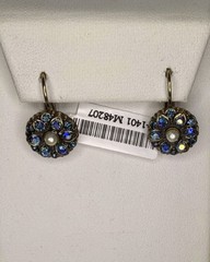 Blue Black AB Crystals Pearl Mariana Mosaic Pierced Earrings E-1401 Jewelry Gold