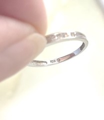 10k White Gold Natural Diamond Channel Half Eternity Band Ring Size 6.5