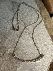 36. 14/20 G.F.,925 Sterling Silver Lab Diamond Curved Bar Statement Necklace 18″