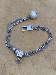 Designer Signed Beth ORDUNA Sterling Silver Multi Strand Bracelet Unique 7.5”
