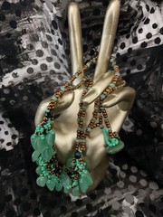 Czech Leaf Falling Fringe Necklace