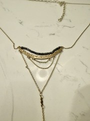 Nice Silpada K&R Brass Pyrite with Gold Plating «CASCADING Y» Necklace KRN0117