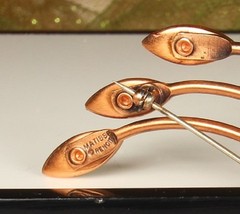 MATISSE ORIENTALE Signed Copper Set Goldish Green Enamel 1950s Wearable Art 4pc