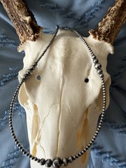 Sterling Silver Native Style SW 18.5-20.5” 3mm+ Desert Pearls Necklace & Accents
