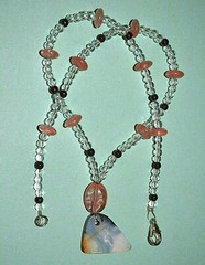 Opal Matrix Stone Pendant Clear Quartz, Rose Quartz & Garnet Gemstone Necklace