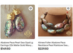 Aimee Fuller Abalone Paua Necklace Pearl Rainbow Sea Opals Statement Necklace