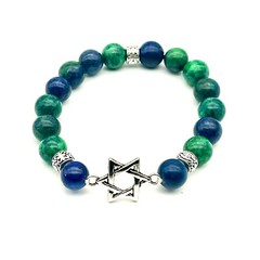 Handmade Eilat Stone & Silver Bead 10mm Gemstone Jewish Star of David Bracelet
