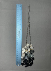 Mother of Pearl Coins 2 Rows Necklace 3 Tone Silver Tone Chain Fashion Jewelry