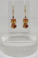 Dangling Cute Orange & Yellow Enameled Fox French Hook Fashion Earrings