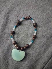 Handmade Womens Beaded Stretch Charm Bracelet Blue Brown White Green One Size