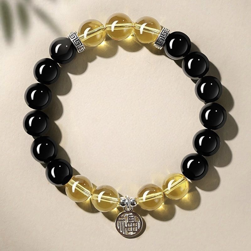 Natural Obsidian Bracelet Mala Beads Fashionable Bracelet for Men and Women