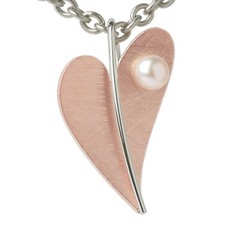 Ernstes Design Pendant AN210 Heart Made of Stainless Steel with Pearl 1 3/8in