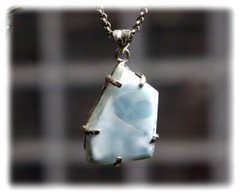 Outstanding Natural Sky Blue Larimar .925 Sterling Silver Pendant 45mm
