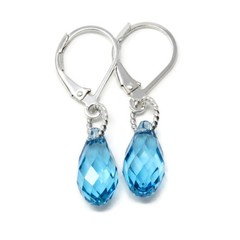 Crystal Briolette and Sterling Silver Hypoallergenic Lever-back Drop Earrings