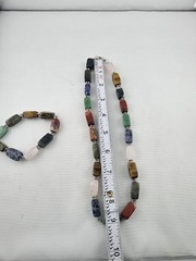 Vintage 18″ Colorful Quartz Natural Stone Crystal Necklace & Bracelet Set