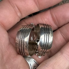 Happy Piasso Navajo Sterling Silver Clip On Hoop Earrings Native 925