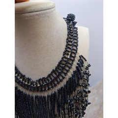 Handmade Beaded Bib Collar Choker Necklace Seed Bead Multi-Strand Statement