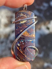 52.04ct Opal Boulder Matrix Pendant in Sterling Silver Forged Wrap Total Weight