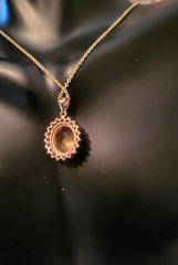Ladies Faceted Oval Citrine Gemstone With CZ’s Accents Setting & Chain. 925 S. S