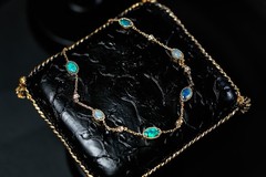 Beautiful Australian Black Opal Diamond Bracelet in 18K Yellow Gold