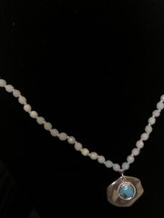 Authentic New Amazonite Beaded With Silver Charm Necklace