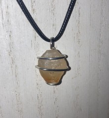 Handmade Orange Dessert gobi agate Crystal Silver wire wrapped pendant Cintamani