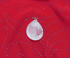 Natural Clear Quartz Crystal Gemstone Tumbled Polished Teardrop Pendant