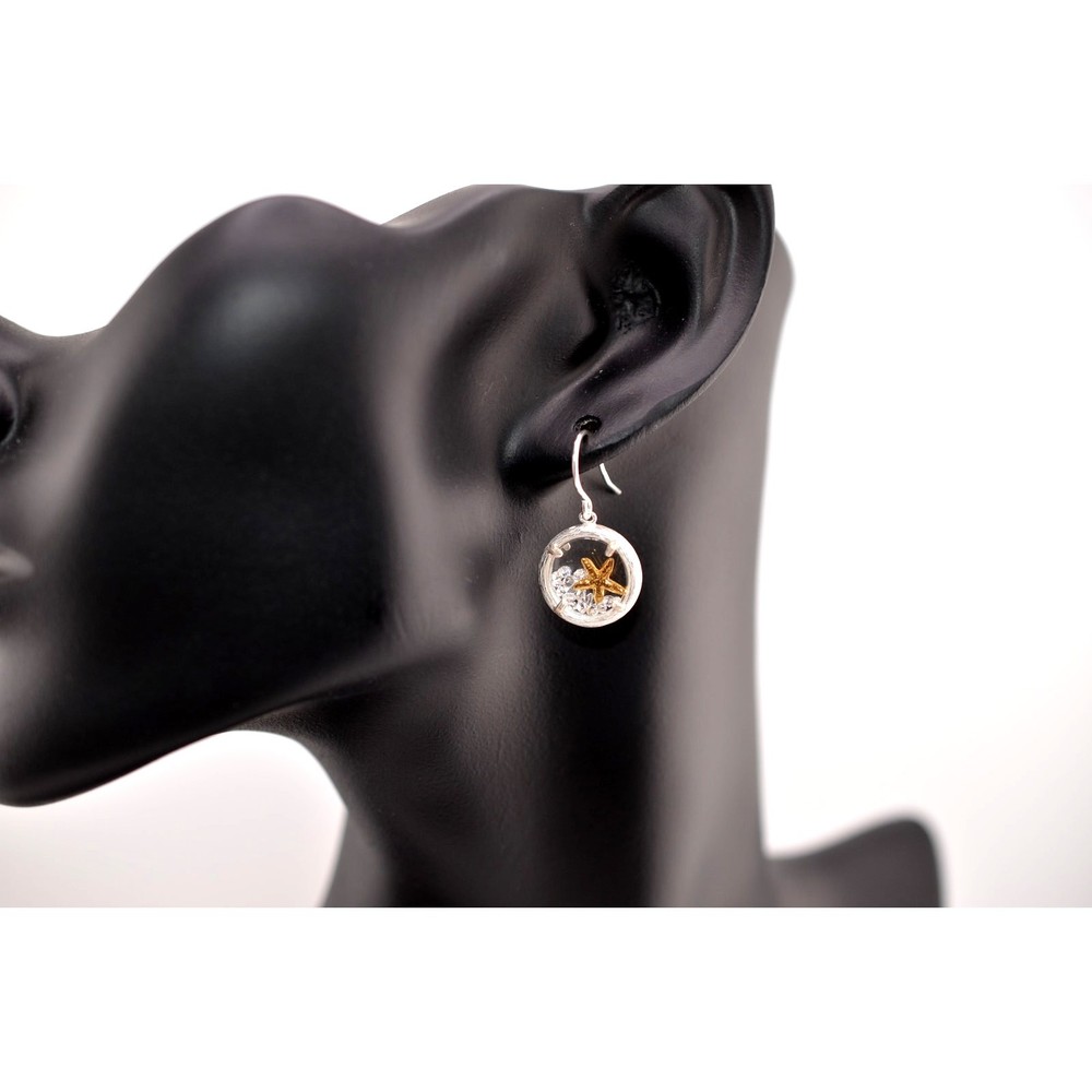 Catherine Weitzman Sterling Silver White Crystal Starfish Earrings
