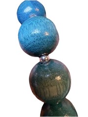 Turquoise Wood Bead Necklace 14″ Silver Spacer Statement Jewelry Vintage Y2K 90s