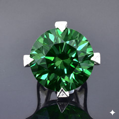 20 Ct Certified Deep Green Diamond Ring, Great Sparkle, FREE Studs