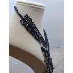 Handmade Beaded Bib Collar Choker Necklace Seed Bead Multi-Strand Statement