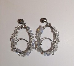 EARRINGS W/ NATURAL MOONSTONE *HANDMADE WIRE WRAPPED HOOP MOONSTONE EARRINGS