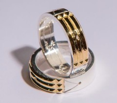 Atlantis Ring (Anillo Atlante) 970 Silver/Plata 18K Gold/Oro 6mm Wide 2mm Thick