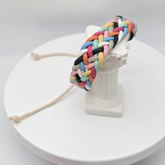Vtg Hand Woven Bracelet Multi-Colored Thread Soft Wide Friendship FREE $HIPPING!