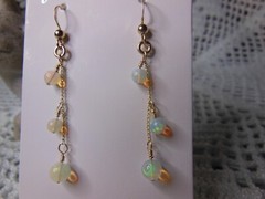 White Opal Earrings Handmade Gold Filled 1.14″