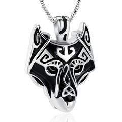 Vintage Wolf Urn Pendant Necklace Cremation Ashes Keepsake Memorial Jewelry Gift