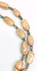 Brown Jasper Turquoise Sterling Bead Necklace 32 Inch Layering 160 Grams Barse
