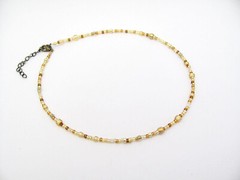 Gold Glass Choker Necklace Mixed Shape Boho Seed Bead Summer Spring