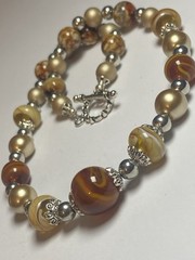 Artisan Handcrafted Art Deco Lampwork Glass Jewelry Amber fromChaos Necklace #4